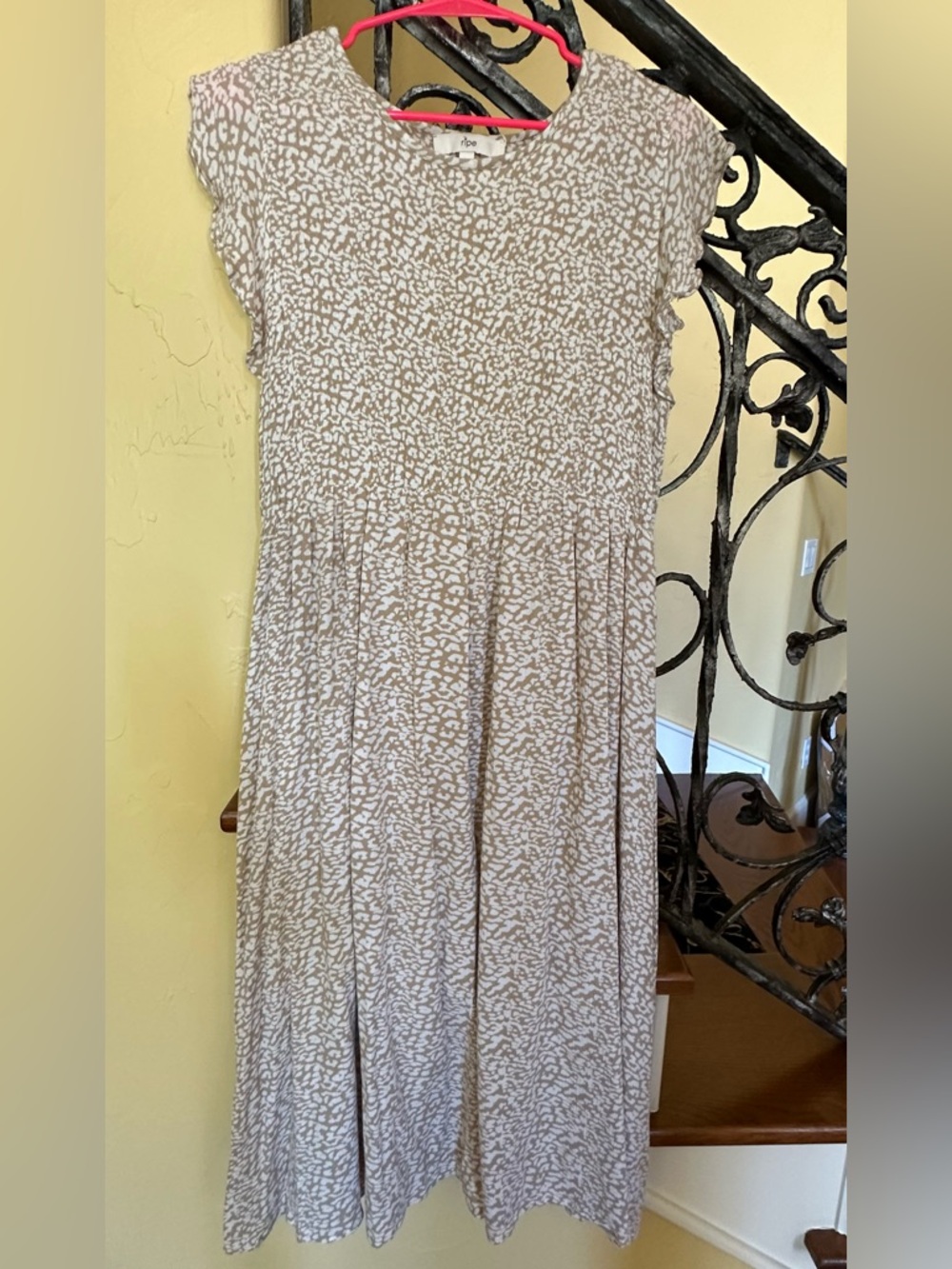 Khaki/white animal print Summer Maternity Dress